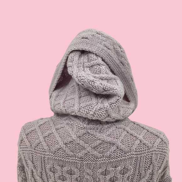 Vintage Aran Crafts Sweater Hooded Full Zip Ireland Wool Pockets Celtic XL - Picture 3 of 10